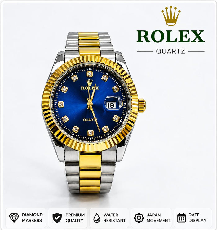 Luxury Gold & Silver Blue Dial Watch – Premium Men’s Business & Casual Wristwatch Timeless Elegance. Distinctive Style. Premium Appeal.